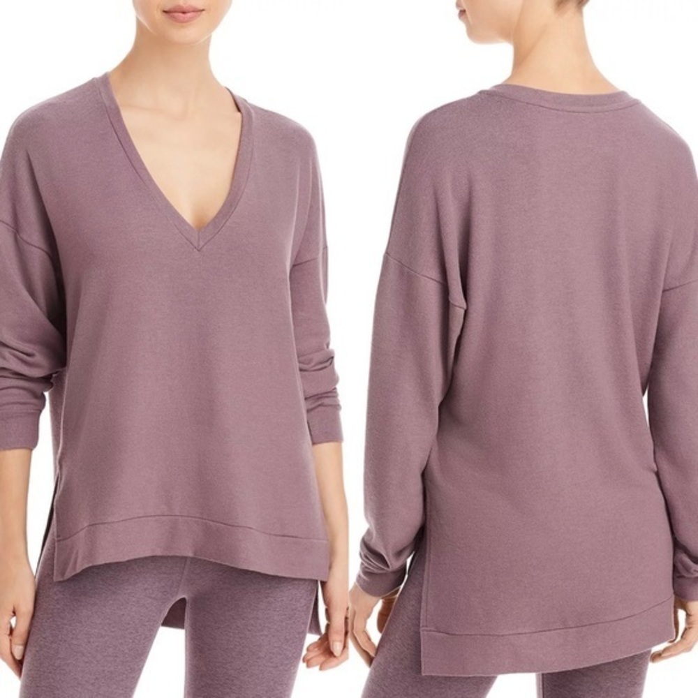 Beyond Yoga Long Weekend Lounge Pullover in Silverberry Size Extra Small